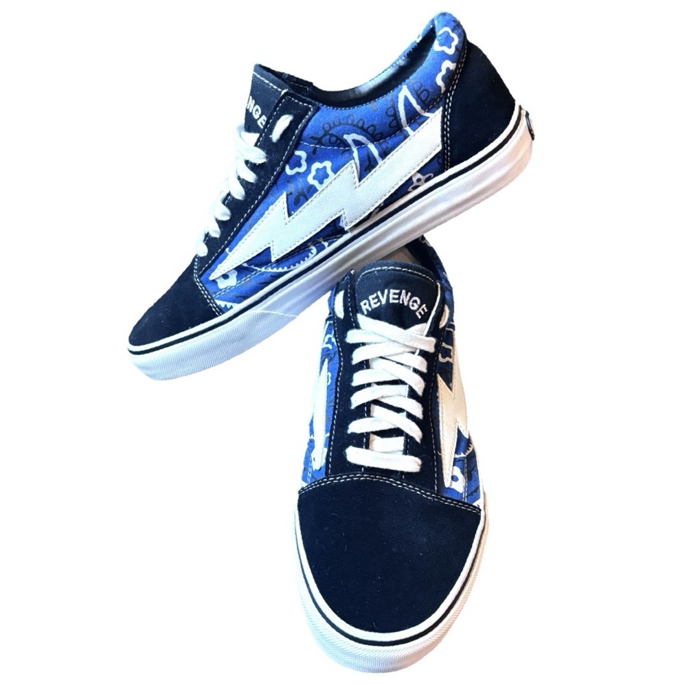 -VansxRevengexStorm Men’s Sz 12 Blue/Black Lightning Bolts LowTop Sneakers